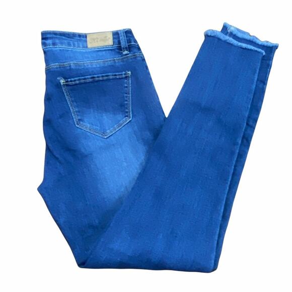 K's More Stretch High Rise Denim Skinny Blue Jeans Raw Hem Size 5 - Picture 1 of 12